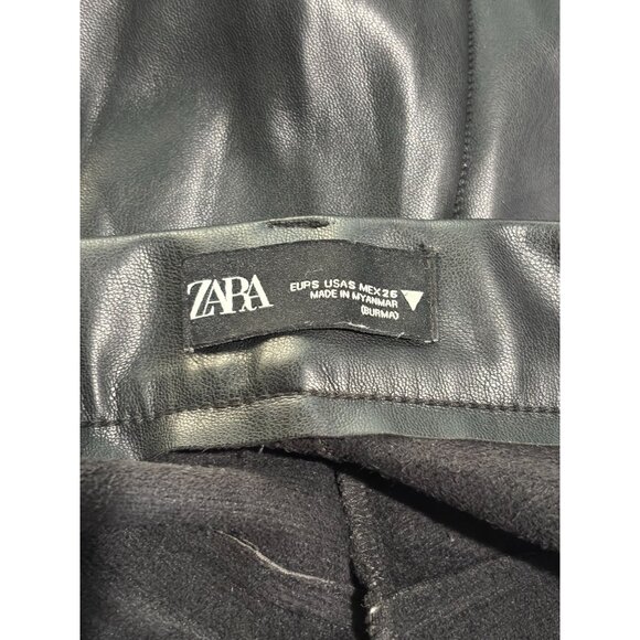 Zara Black Faux Leather Slim Fit Pants With Ankle Zipper Detail - EU 36 / US 26 - Picture 4 of 8